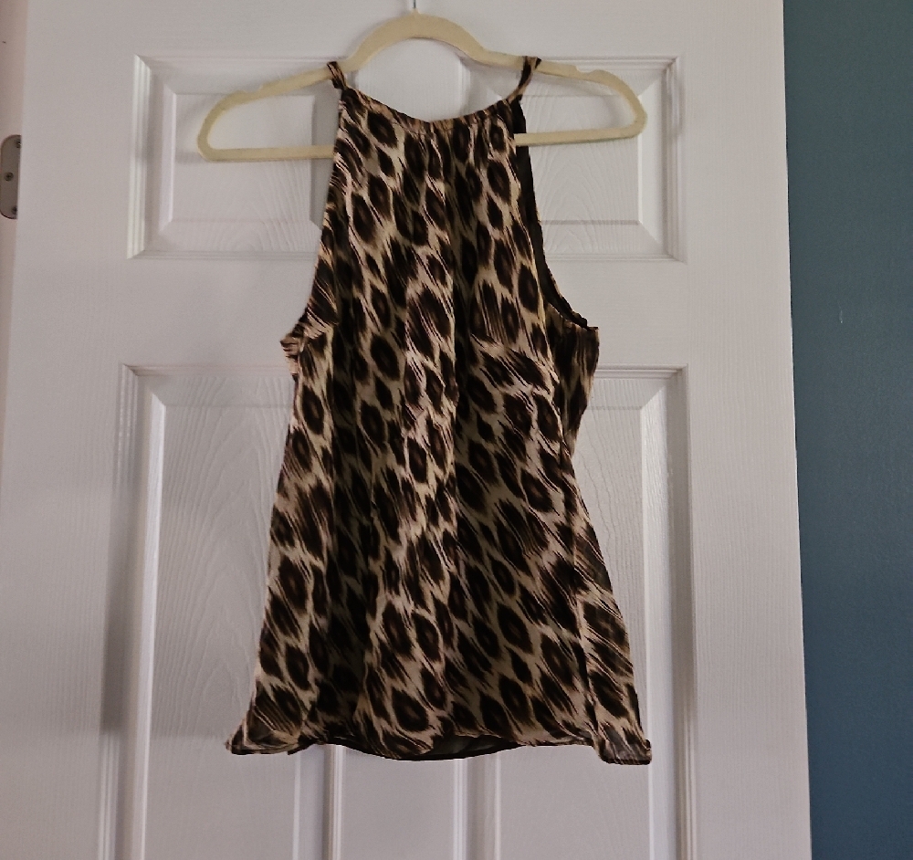 Ann Taylor Brown and Black Sleeveless Leopard Print Tank Top Size 10